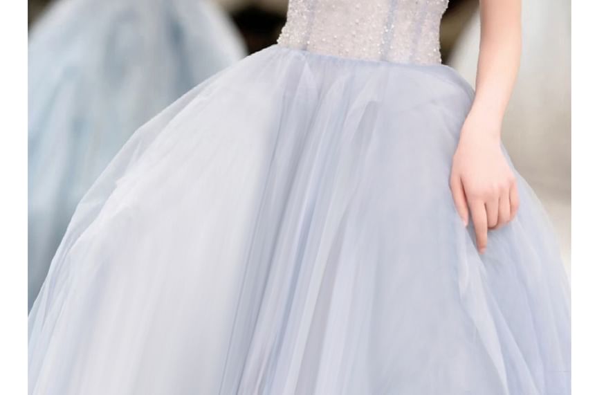 Puff Sleeve Sweetheart Neck A-Line Evening Gown