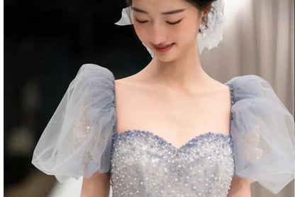 Sleeve Sweetheart Evening Neck Gown Puff A-Line