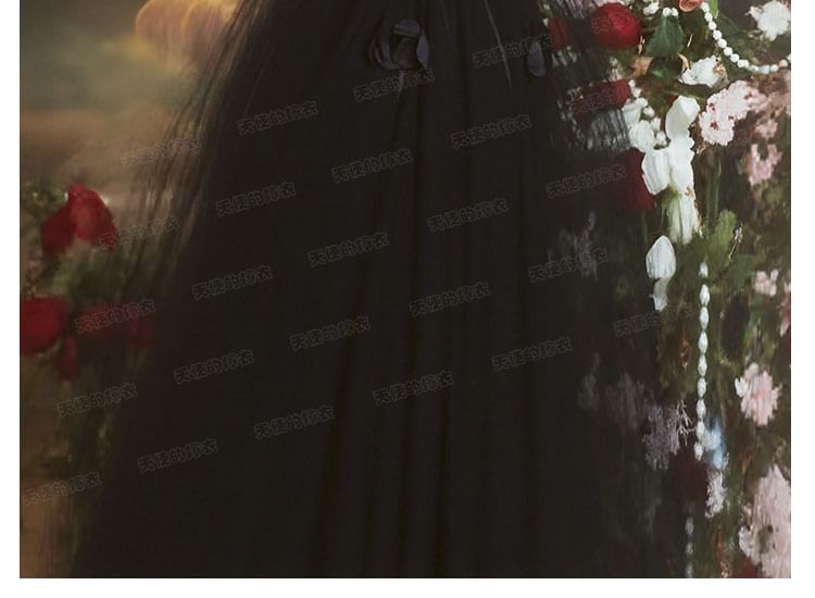 Strapless Gown Plain Evening A-Line Flower Detail