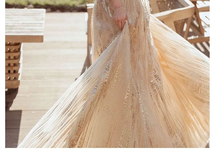 Spaghetti Strap Rhinestone A-Line Evening Gown
