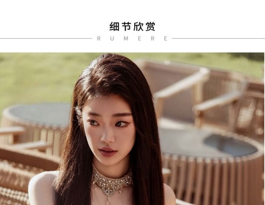 Spaghetti Strap Gown A-Line Rhinestone Evening