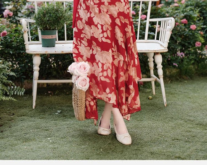 Sleeveless V-Neck Floral Print Asymmetrical Bow Maxi A-Line Wrap Dress / Plain Cardigan / Set