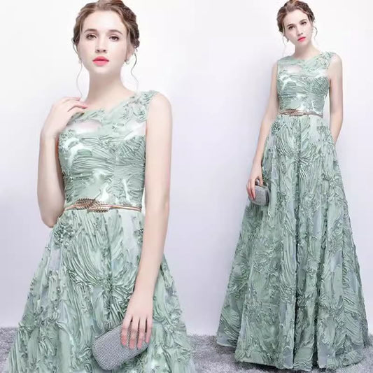 Sleeveless Floral A-Line Evening Gown