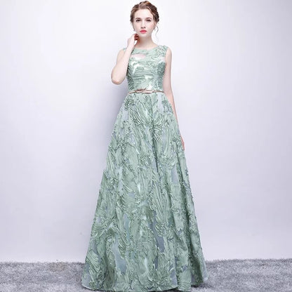 Sleeveless Floral A-Line Evening Gown