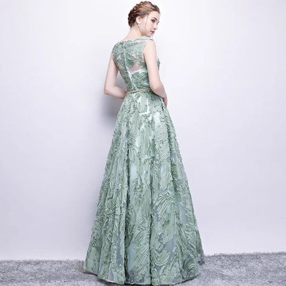 Sleeveless Floral A-Line Evening Gown