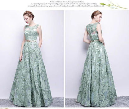 Sleeveless Floral A-Line Evening Gown