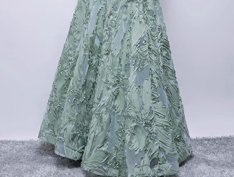 Sleeveless Floral A-Line Evening Gown