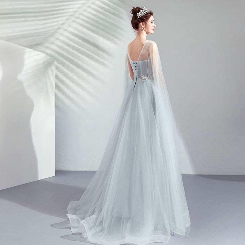 Sleeveless Floral Embroidered A-Line Mesh Evening Gown