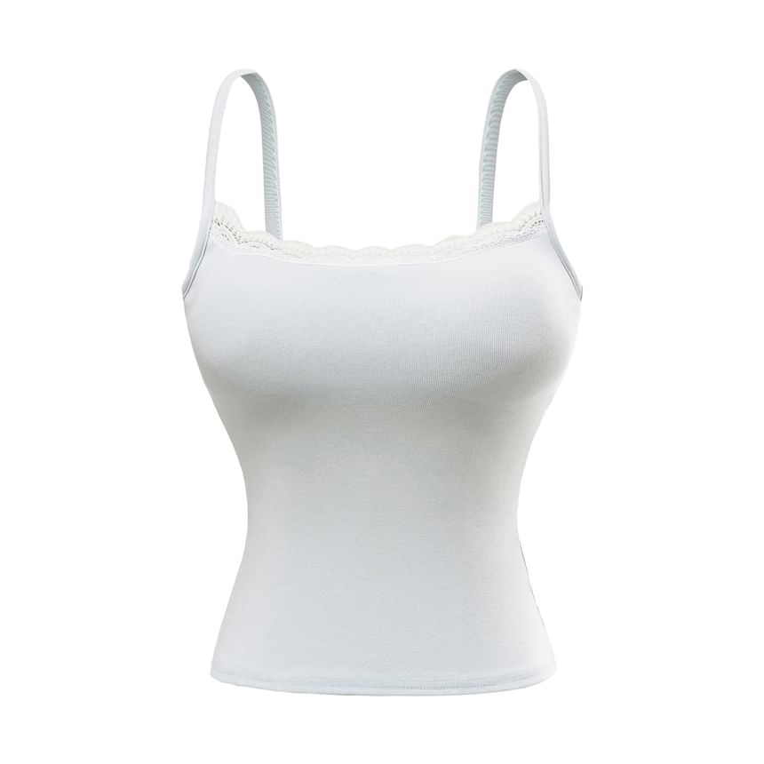 Padded Camisole Top with Delicate Lace Trim and Feminine Detail