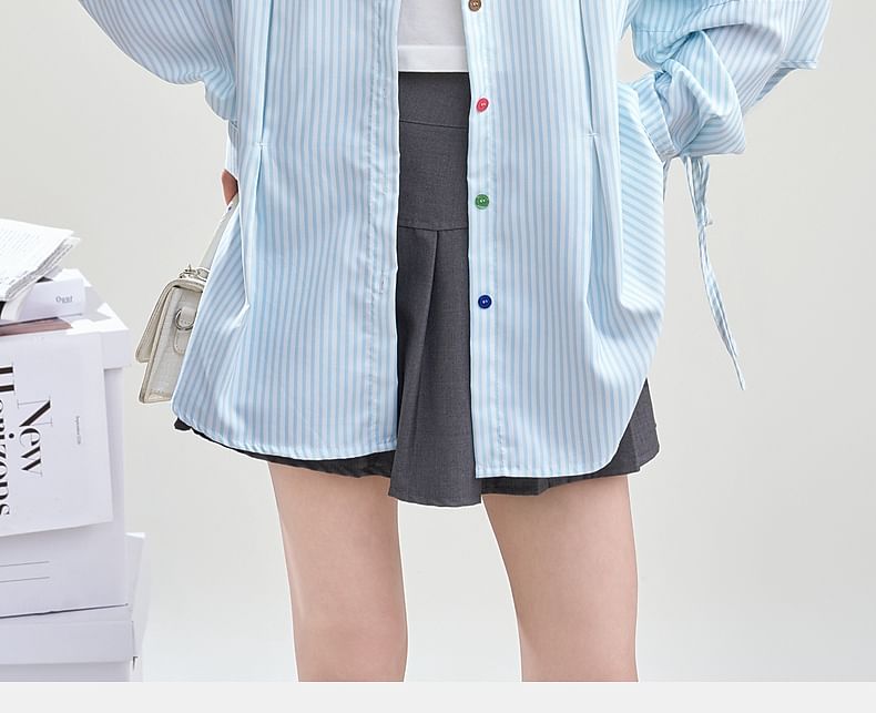 Long-Sleeved Striped Shirt with Pockets