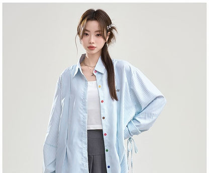 Long-Sleeved Striped Shirt with Pockets