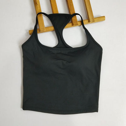 Square-Neck Contrast-Trimmed Cami Blouse with Spaghetti Straps