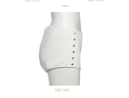 Cold-Shoulder Studded Panel Short-Sleeve Bodysuit & Low-Rise Shorts Set