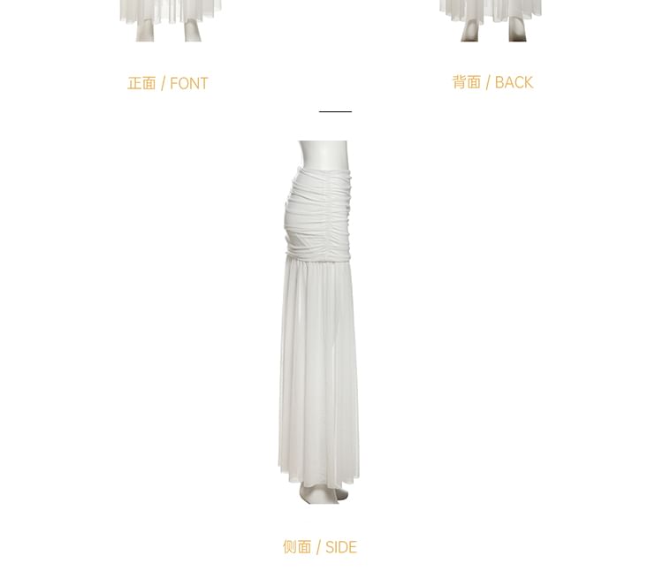 Strapless Plain Crop Top & Low-Waist Maxi A-Line Skirt Set