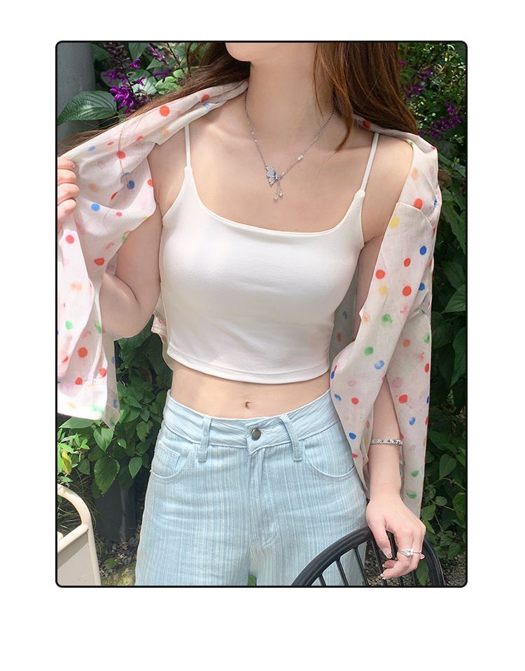 Plain Padded Slim-Fit Crop Cami Top