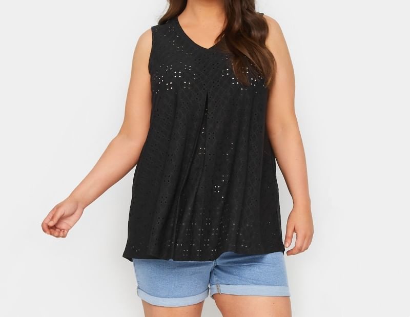 Perforated Jacquard Tank Top with Flattering V-Neckline Cut