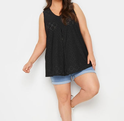 Perforated Jacquard Tank Top with Flattering V-Neckline Cut