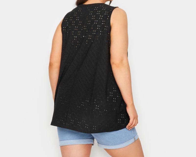 Perforated Jacquard Tank Top with Flattering V-Neckline Cut