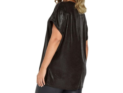 Metallic Oversized Crew-Neck Short-Sleeve T-Shirt