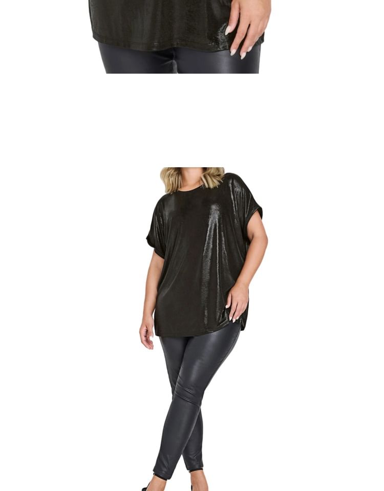Metallic Oversized Crew-Neck Short-Sleeve T-Shirt