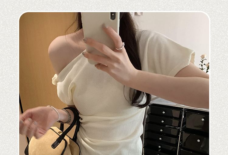 Asymmetrical Short-Sleeve Plain Tee