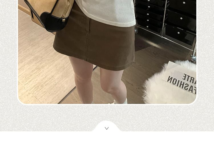 Asymmetrical Short-Sleeve Plain Tee