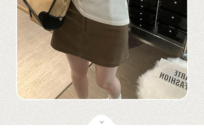 Asymmetrical Short-Sleeve Plain Tee