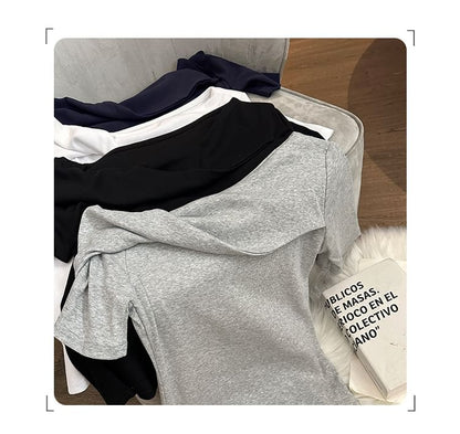 Plain Top Sleeve Shoulder Short Off