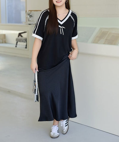 Short-Sleeve Lace Trim V-Neck Shirt