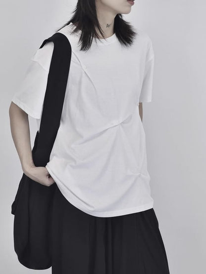 Twisted Plain Tee with Short Sleeves and Classic Crewneck Design