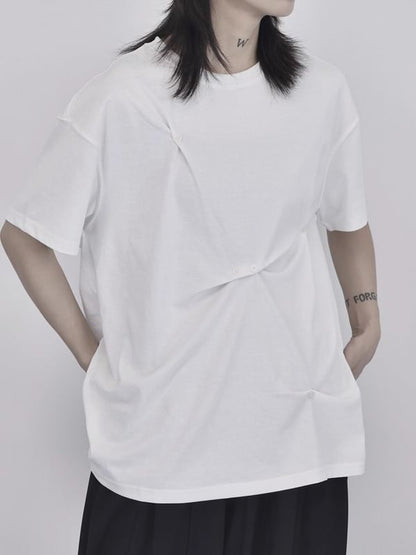 Twisted Plain Tee with Short Sleeves and Classic Crewneck Design