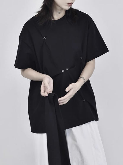 Twisted Plain Tee with Short Sleeves and Classic Crewneck Design
