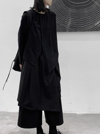 Asymmetrical Plain Shirt with Long Sleeves and Contemporary Silhouette