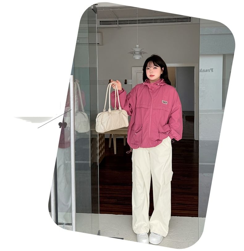 Plus Size High Rise Plain Wide Leg Cargo Pants