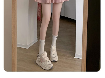 Solid Mini A-Line Skirt with Elastic Waist