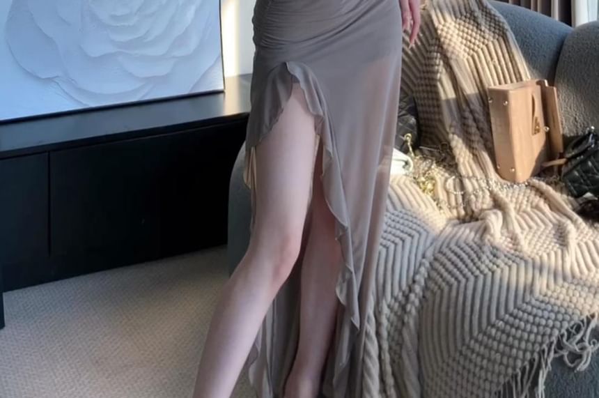 Plain Maxi Sleeveless Neck Scoop Dress Mermaid