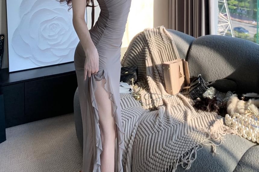 Plain Maxi Sleeveless Neck Scoop Dress Mermaid