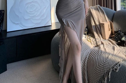 Plain Maxi Sleeveless Neck Scoop Dress Mermaid
