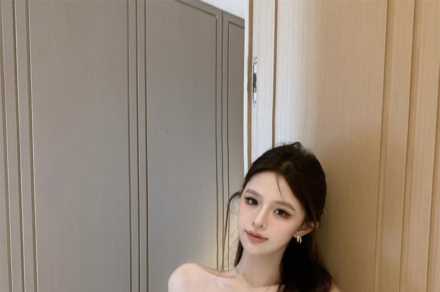 Slim Fit Lace Panel Crop Top