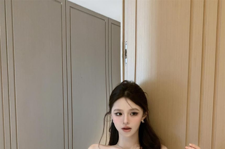 Slim Fit Lace Panel Crop Top