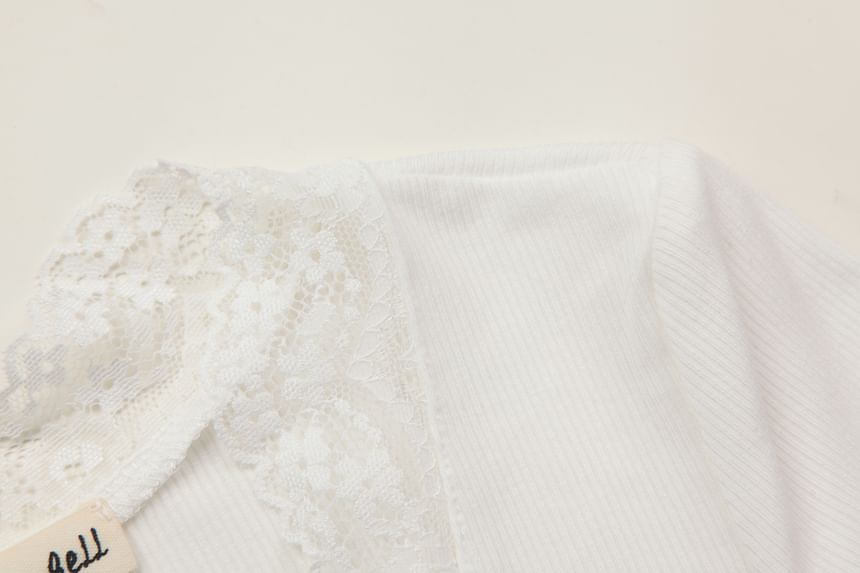 V-Neck Lace Trim Tee