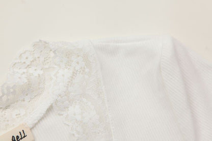 V-Neck Lace Trim Tee