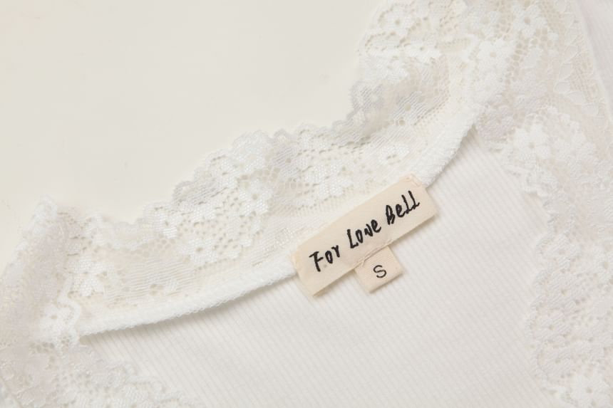 V-Neck Lace Trim Tee