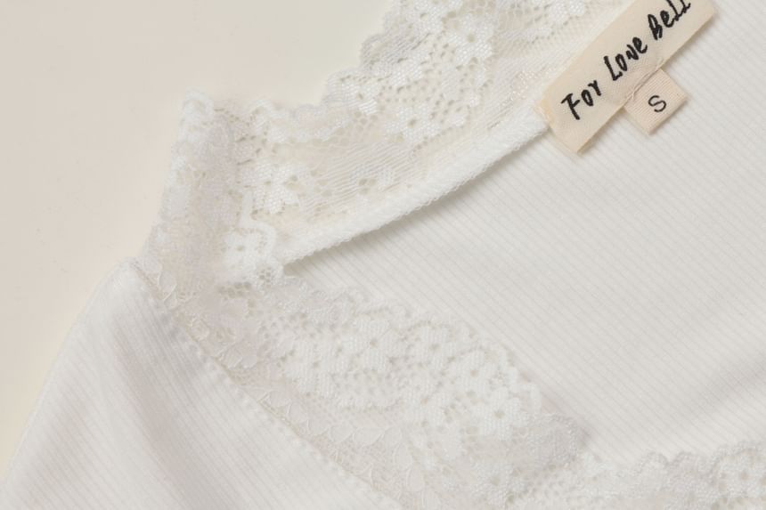 V-Neck Lace Trim Tee