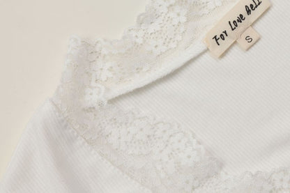 V-Neck Lace Trim Tee
