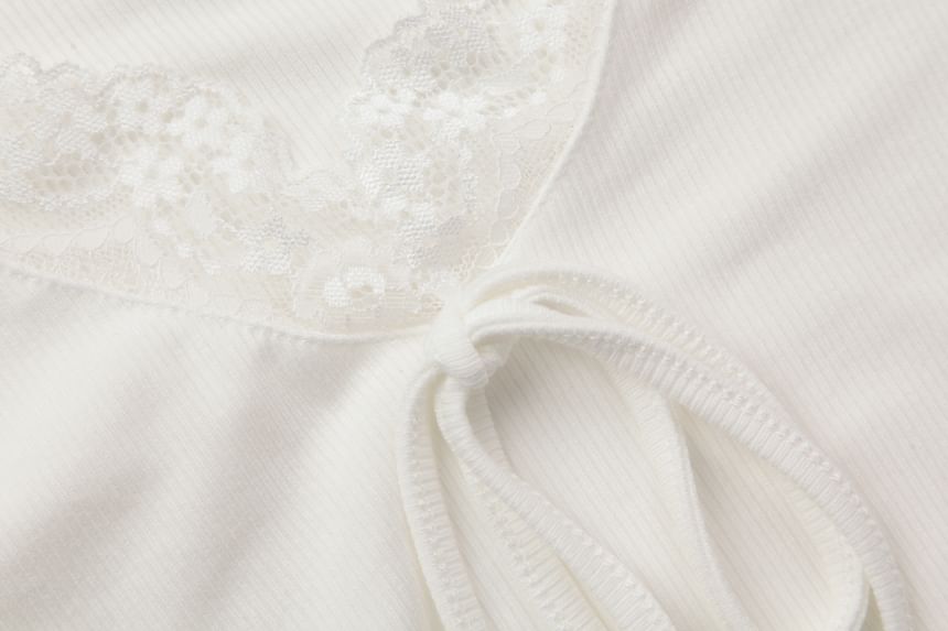 V-Neck Lace Trim Tee