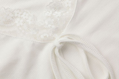V-Neck Lace Trim Tee