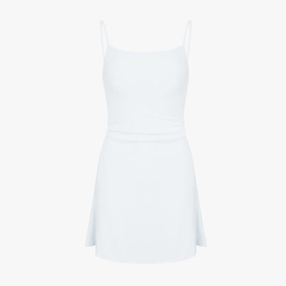 Spaghetti Strap Scoop Neck Plain Knit Mini A-Line Dress
