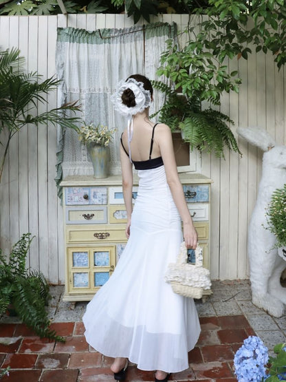 Spaghetti Strap Two Tone Maxi A-Line Dress