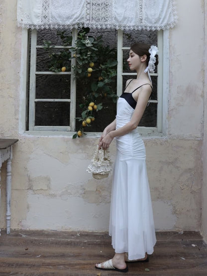Spaghetti Strap Two Tone Maxi A-Line Dress